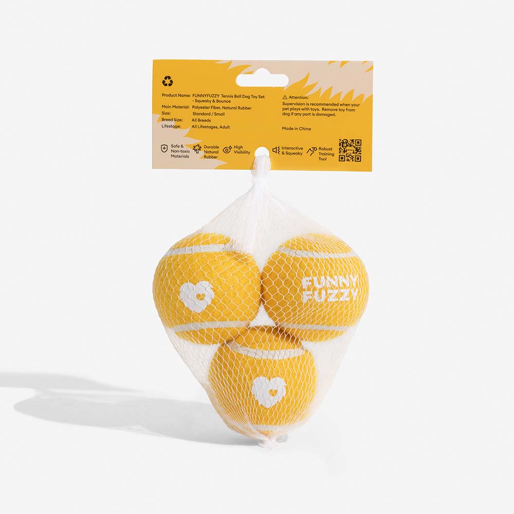 Jouet pour chien balle de tennis FUNNYFUZZY avec couineur et effet rebond