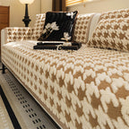 Housse de canapé vintage en peluche à motif pied-de-poule épaisse et antidérapante de haute qualité