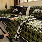 Housse de canapé vintage en peluche à motif pied-de-poule épaisse et antidérapante de haute qualité