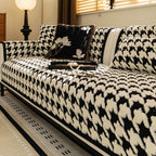 Housse de canapé vintage en peluche à motif pied-de-poule épaisse et antidérapante de haute qualité