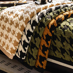 Housse de canapé vintage en peluche à motif pied-de-poule épaisse et antidérapante de haute qualité