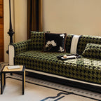 Housse de canapé vintage en peluche à motif pied-de-poule épaisse et antidérapante de haute qualité