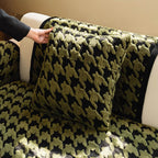 Housse de canapé vintage en peluche à motif pied-de-poule épaisse et antidérapante de haute qualité