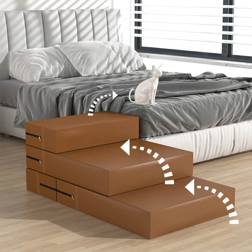 Escaliers pour animaux modulables à plusieurs niveaux en cuir PU imperméable et lavable