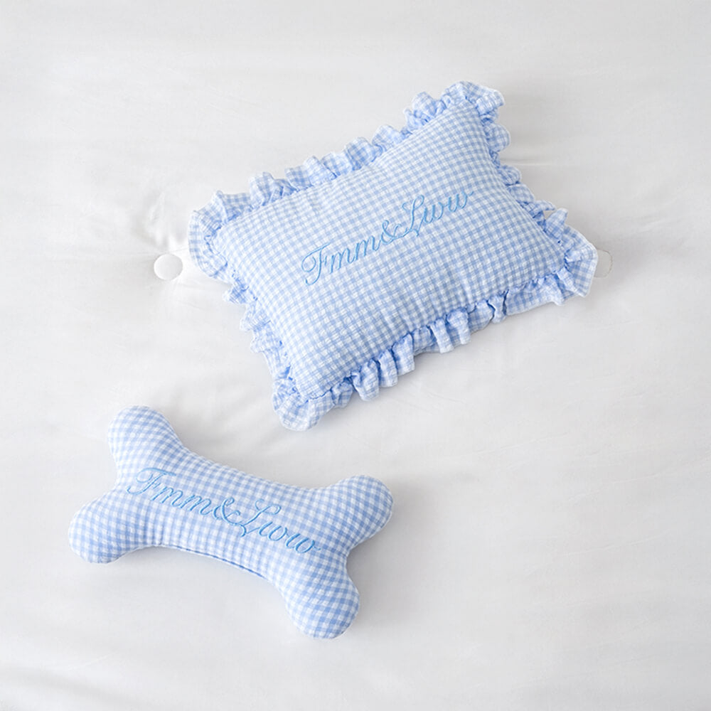 Lit pour chien et chat en tissu vichy doux lavable avec coussins