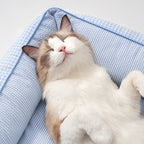 Lit pour chien et chat en tissu vichy doux lavable avec coussins