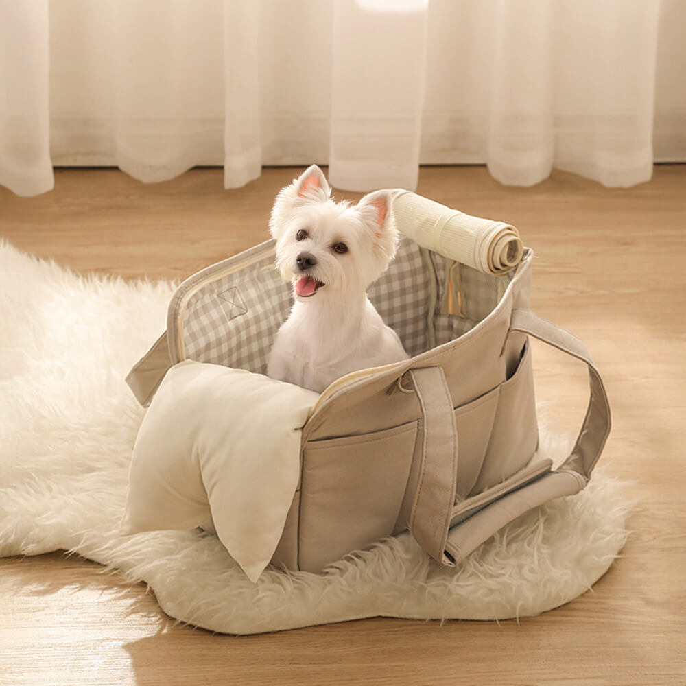 Sac de transport pour chien et chat en tartan tendance pratique pour les voyages