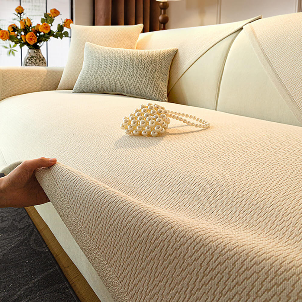 Housse de canapé antidérapante en tissu chenille résistant aux griffes pour intérieur minimaliste