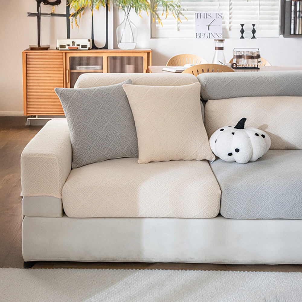 Housse de canapé extensible en velours jacquard à motifs diamants