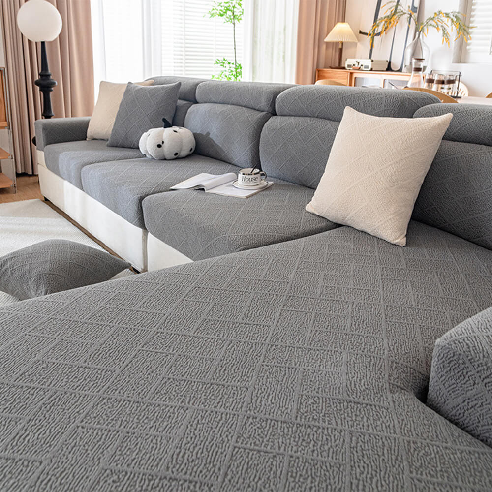 Housse de canapé extensible en velours jacquard à motifs diamants