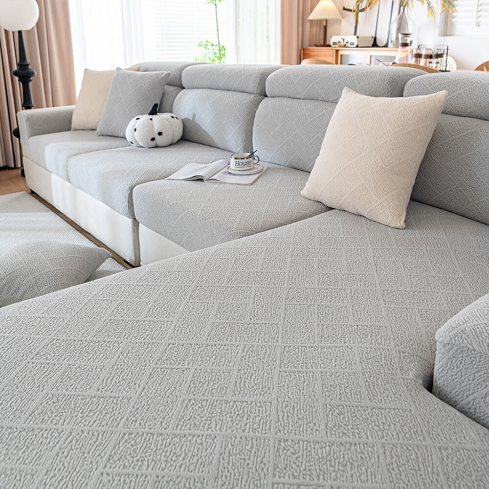 Housse de canapé extensible en velours jacquard à motifs diamants