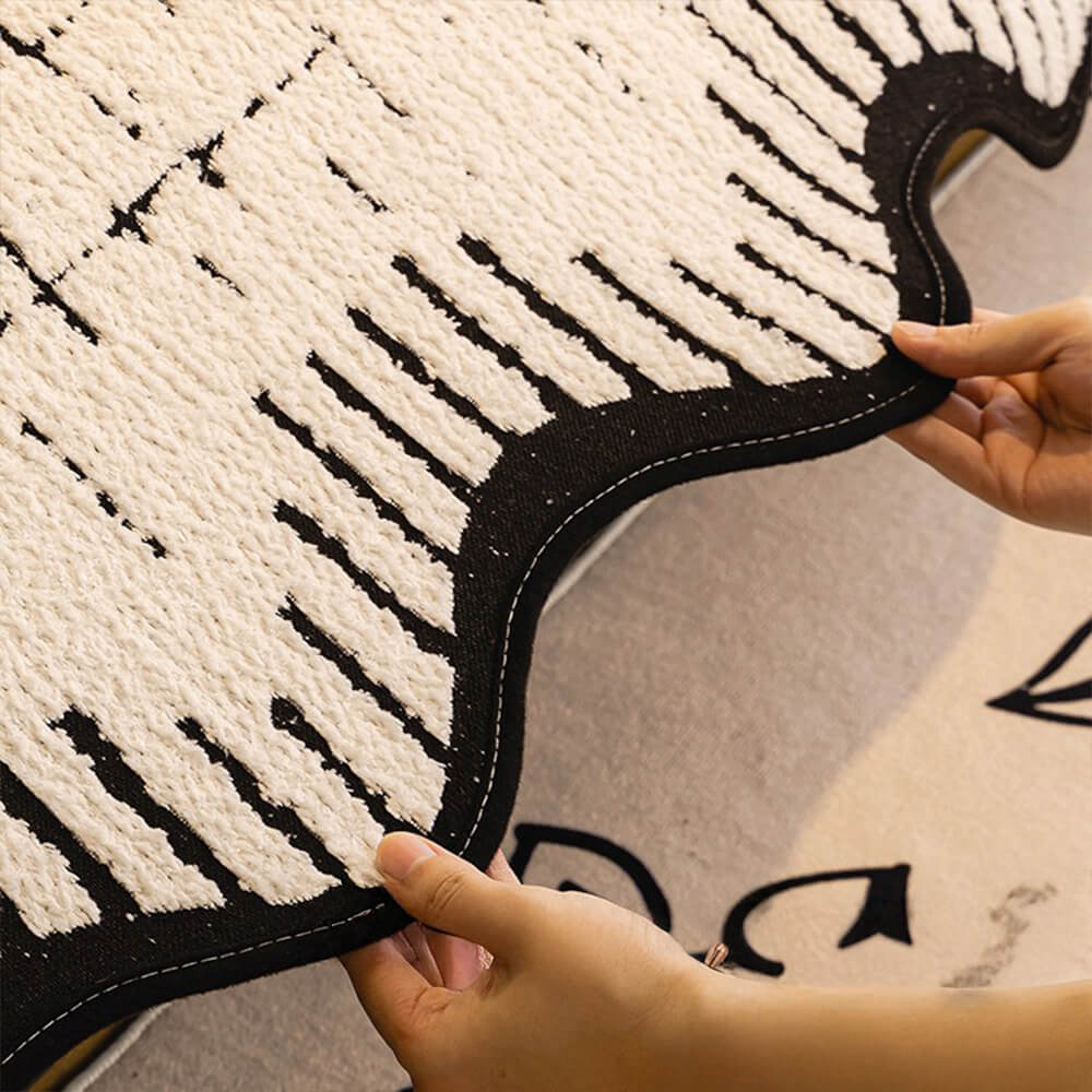 Housse de canapé en peluche épaisse et douce avec bords ondulés irréguliers