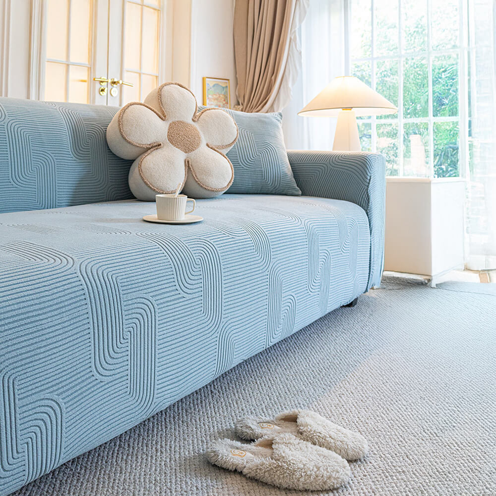 Housse de canapé élastique anti-rayures en polaire toutes saisons à enveloppe complète