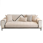 Housse de canapé en polaire douce au toucher à chevrons bicolores