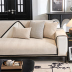 Housse de canapé en polaire douce au toucher à chevrons bicolores