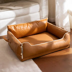 Lit pour chien en similicuir imperméable avec dos en latex protecteur