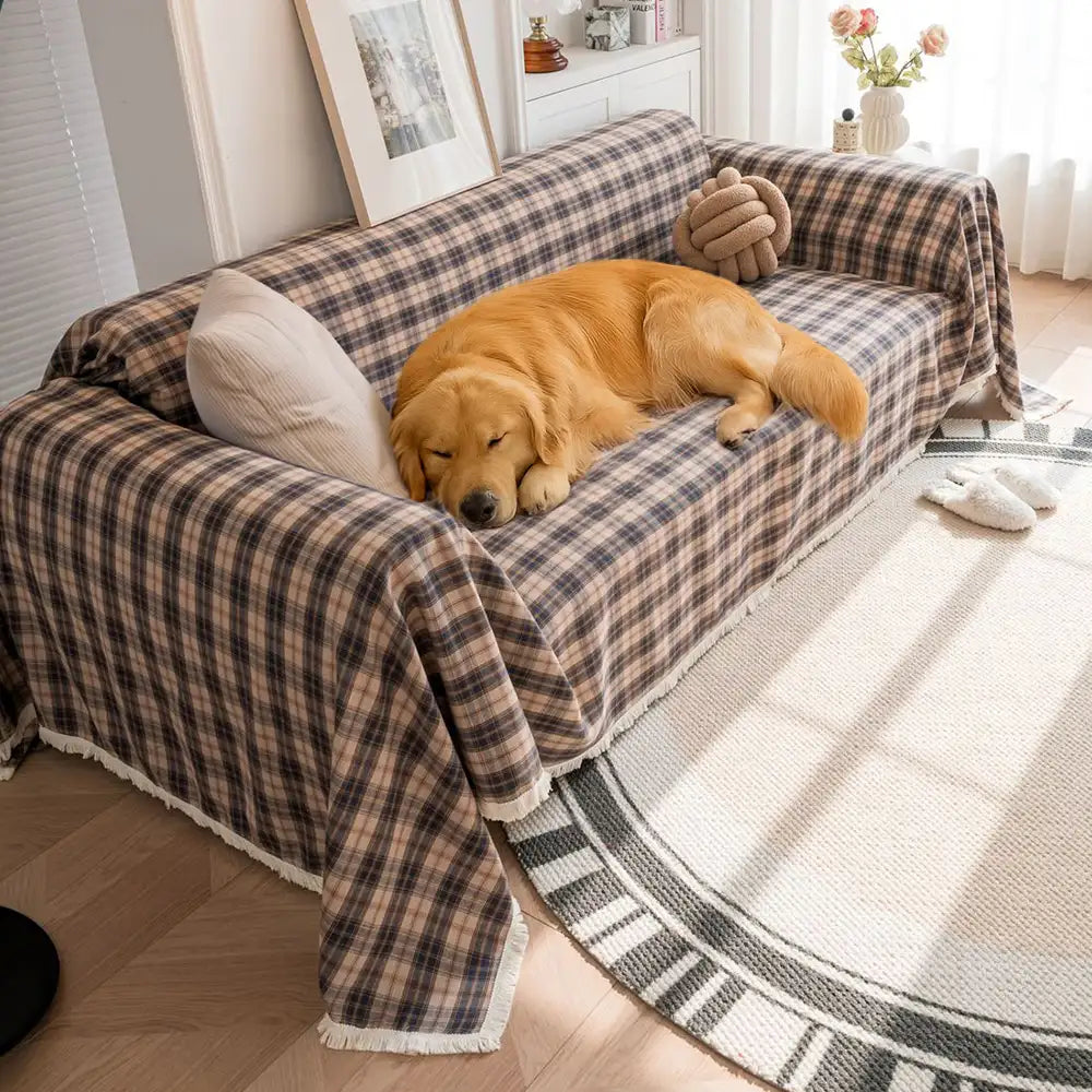 Housse de canapé décorative coloris bloc plaid festif