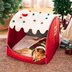 Lit orthopédique pour chien Maison de Neige Festive - Chaleur de Noël