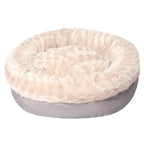 Lit donut pour chien et chat en fausse fourrure de lapin duveteux et chaud