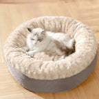 Lit donut pour chien et chat en fausse fourrure de lapin duveteux et chaud