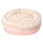 Lit donut pour chien et chat en fausse fourrure de lapin duveteux et chaud