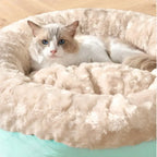 Lit donut pour chien et chat en fausse fourrure de lapin duveteux et chaud