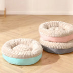 Lit donut pour chien et chat en fausse fourrure de lapin duveteux et chaud