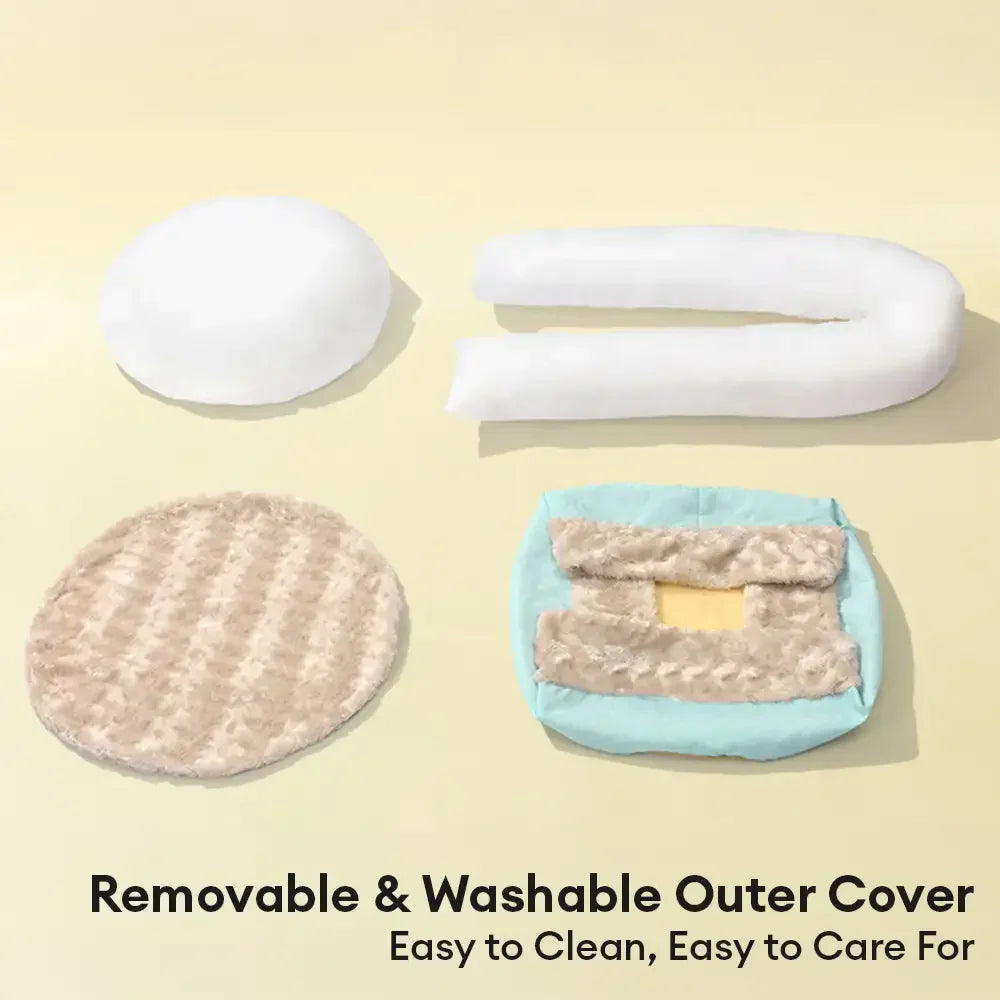 Lit donut pour chien et chat en fausse fourrure de lapin duveteux et chaud