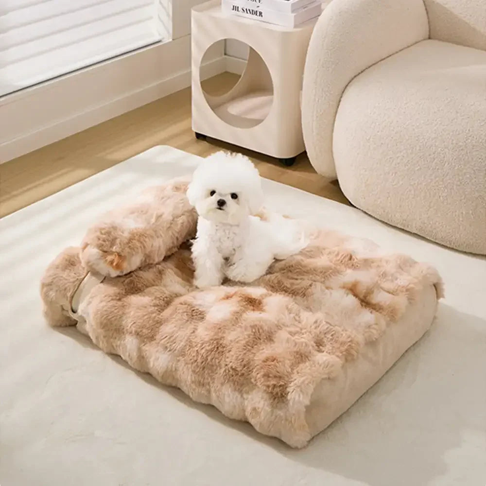 Oreiller lit pour chien en peluche moelleuse confortable pour un sommeil profond