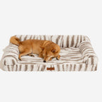 Lit orthopédique pour chien avec coussin moelleux à rayures luxe et confort