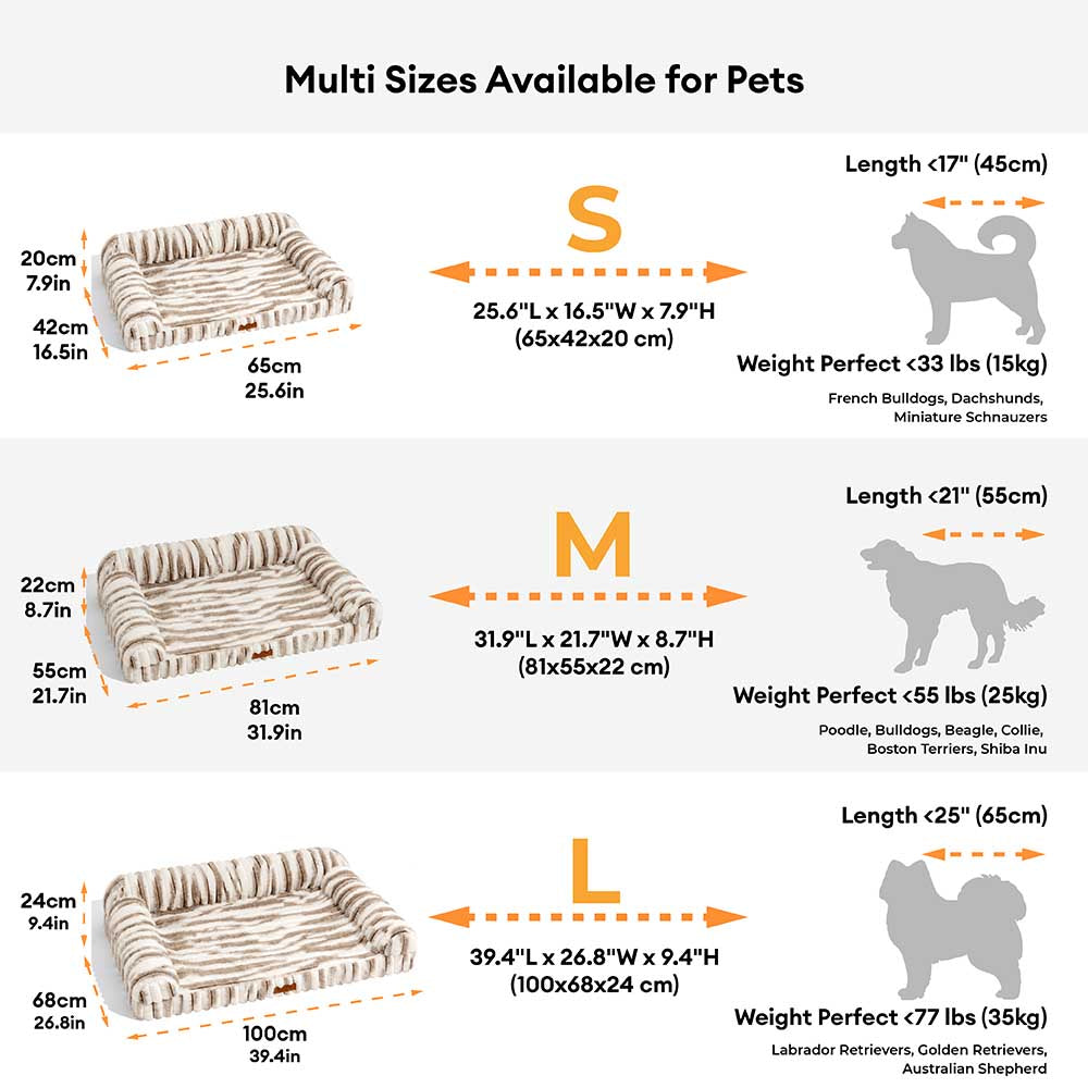 Lit orthopédique pour chien avec coussin moelleux à rayures luxe et confort