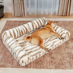 Lit orthopédique pour chien avec coussin moelleux à rayures luxe et confort