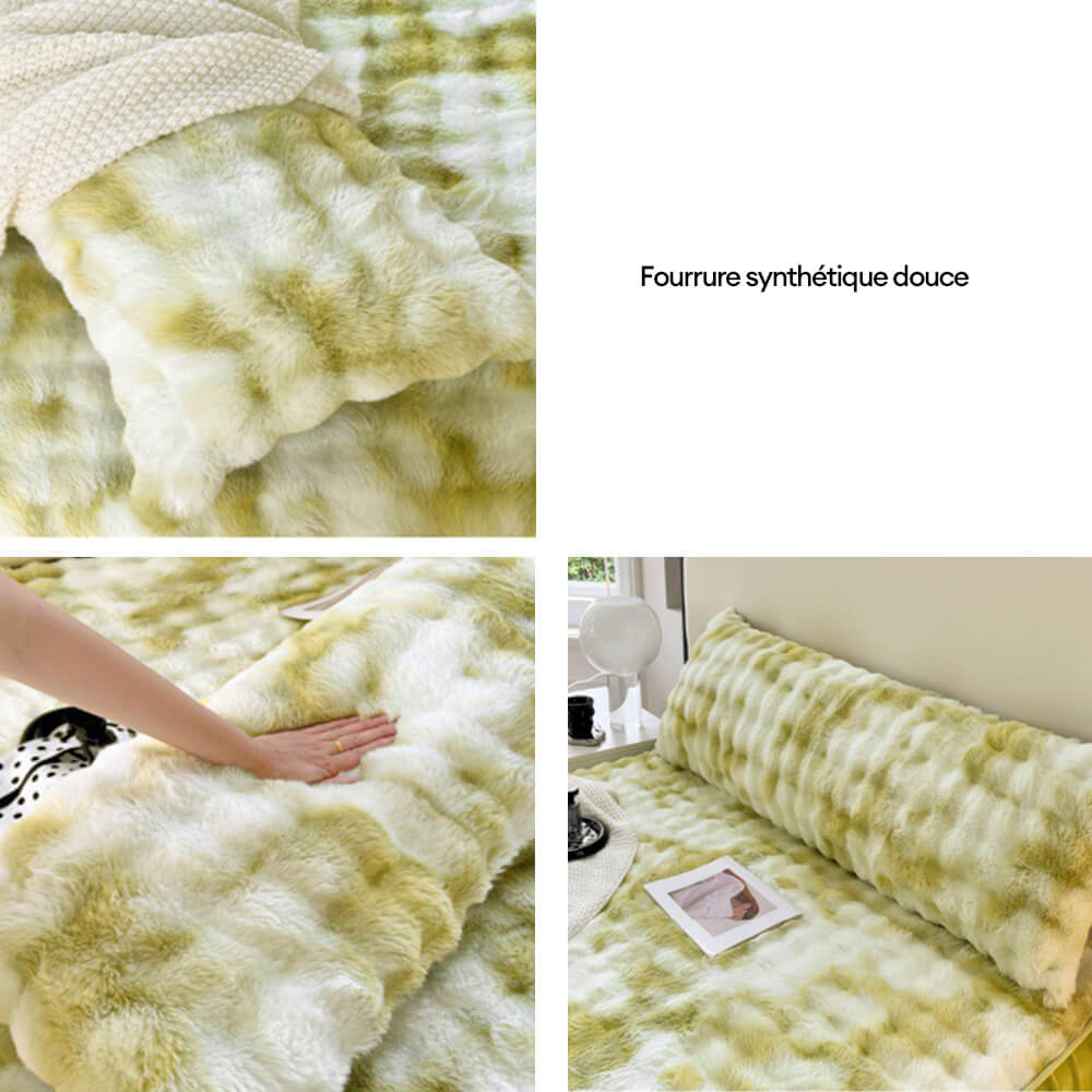 Oreiller coussin confortable en fausse fourrure de lapin à bulles pour tête de lit