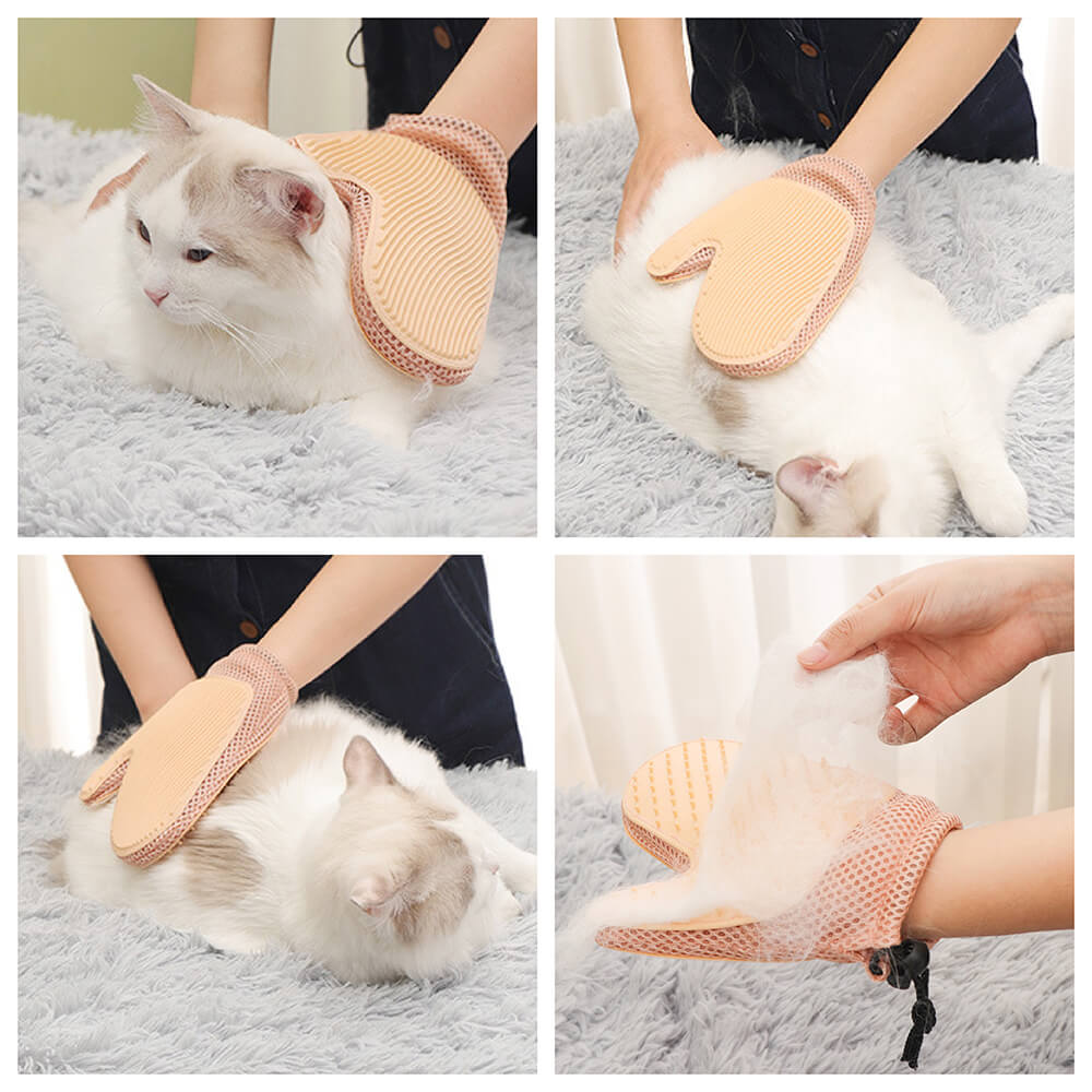 Gant de toilettage pour animaux en silicone avec brosse double face flottante-Exclusif app