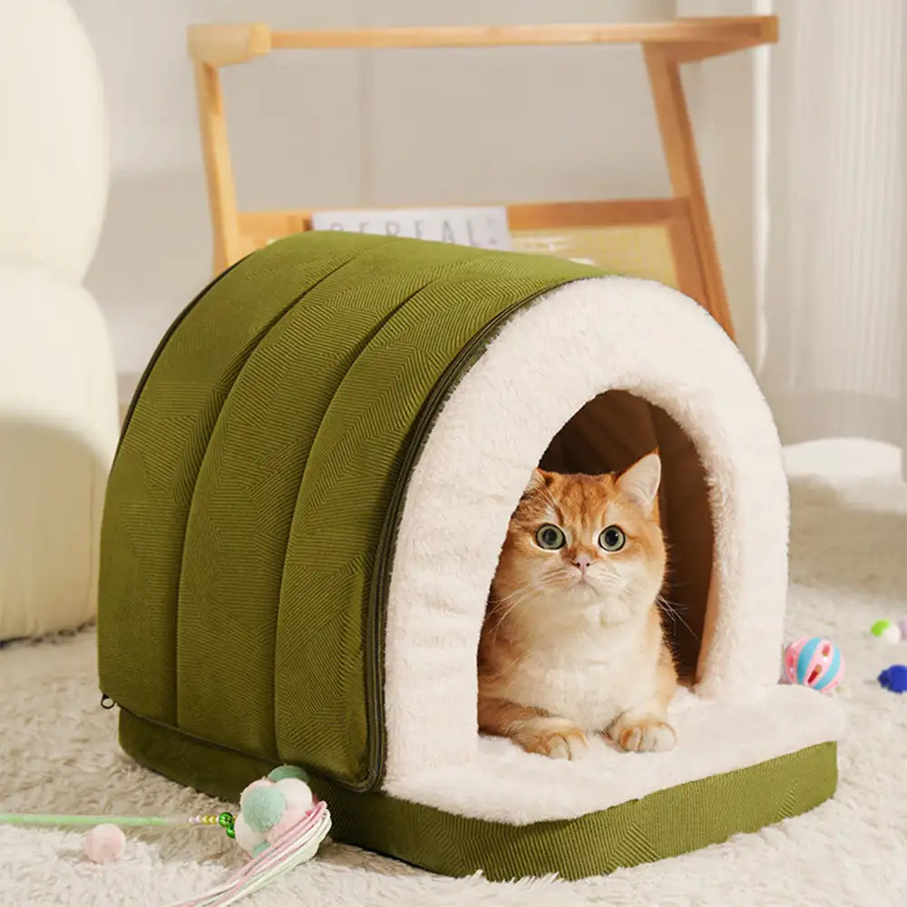 Caverne pour chat et chien chaude et douillette style grotte pour un sommeil profond