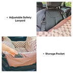 Siège pour animal de compagnie et transporteur 2-en-1 en simili cuir à motif damier avec console de sécurité au centre.