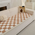 Housse de canapé en velours à carreaux matelassée et antidérapante