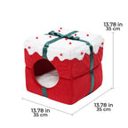 Coffret Cadeau de Noël Lit Semi-Ouvert Chaleureux pour Chien et Chat