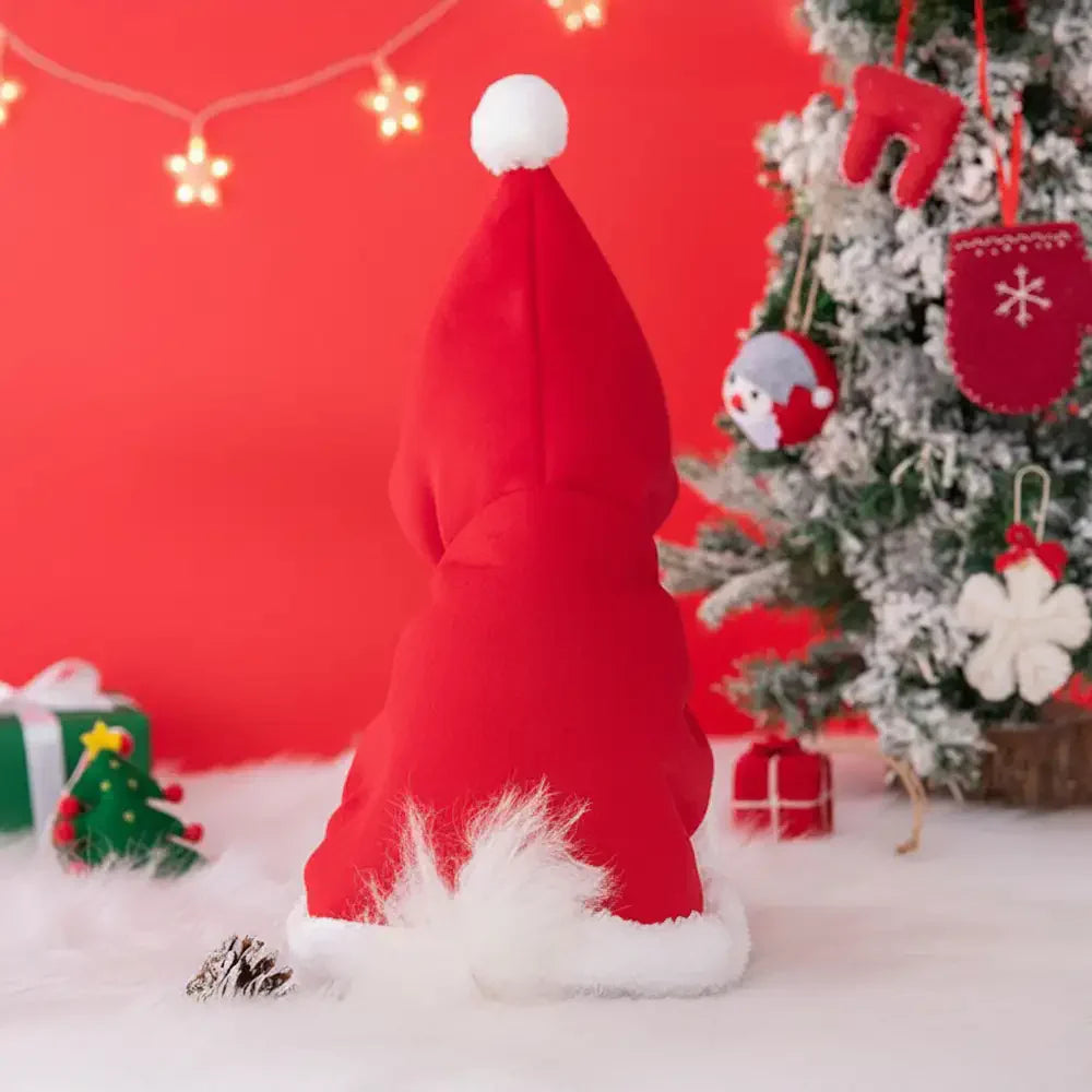 Cape en peluche chaude pour chien avec chapeau de Noël Santa Pet