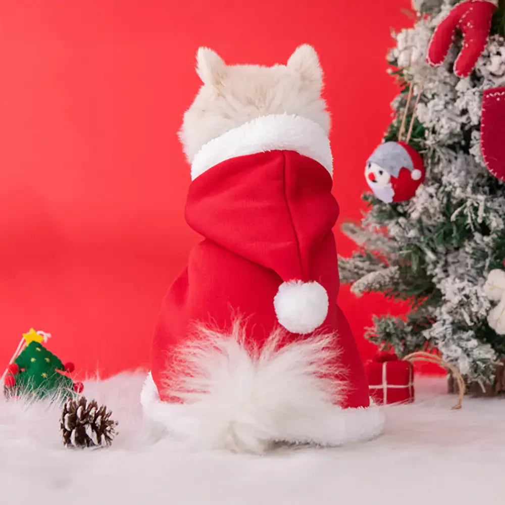 Cape en peluche chaude pour chien avec chapeau de Noël Santa Pet