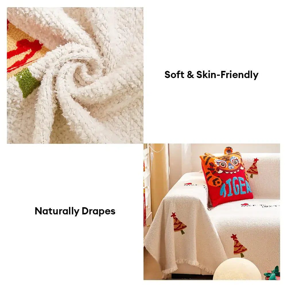 Couverture de canapé en peluche épaisse chic de sapin de Noël