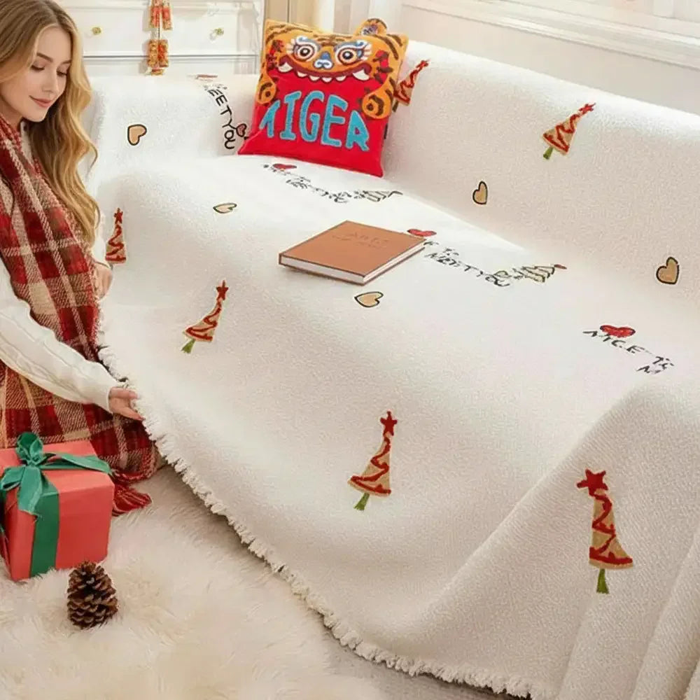 Couverture de canapé en peluche épaisse chic de sapin de Noël