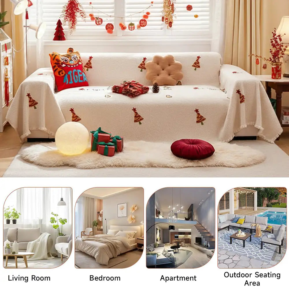 Couverture de canapé en peluche épaisse chic de sapin de Noël