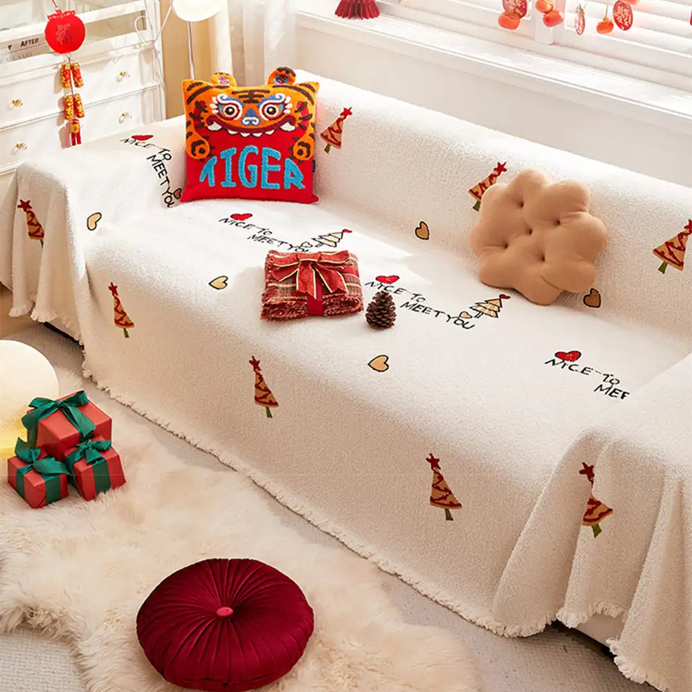 Couverture de canapé en peluche épaisse chic de sapin de Noël