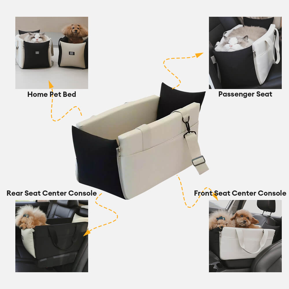 Transporteur de voyage pour animaux de compagnie portable et imperméable avec bloc de couleurs pour console de voiture