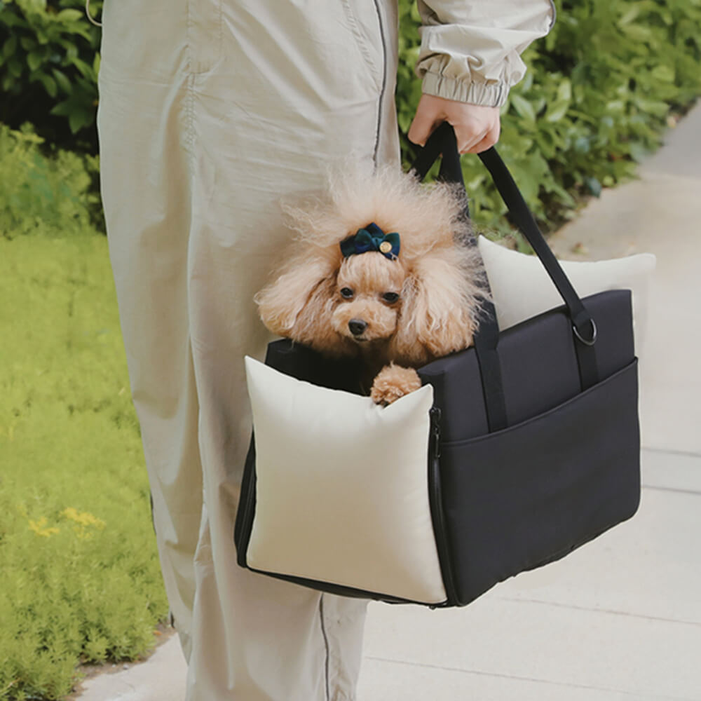 Transporteur de voyage pour animaux de compagnie portable et imperméable avec bloc de couleurs pour console de voiture