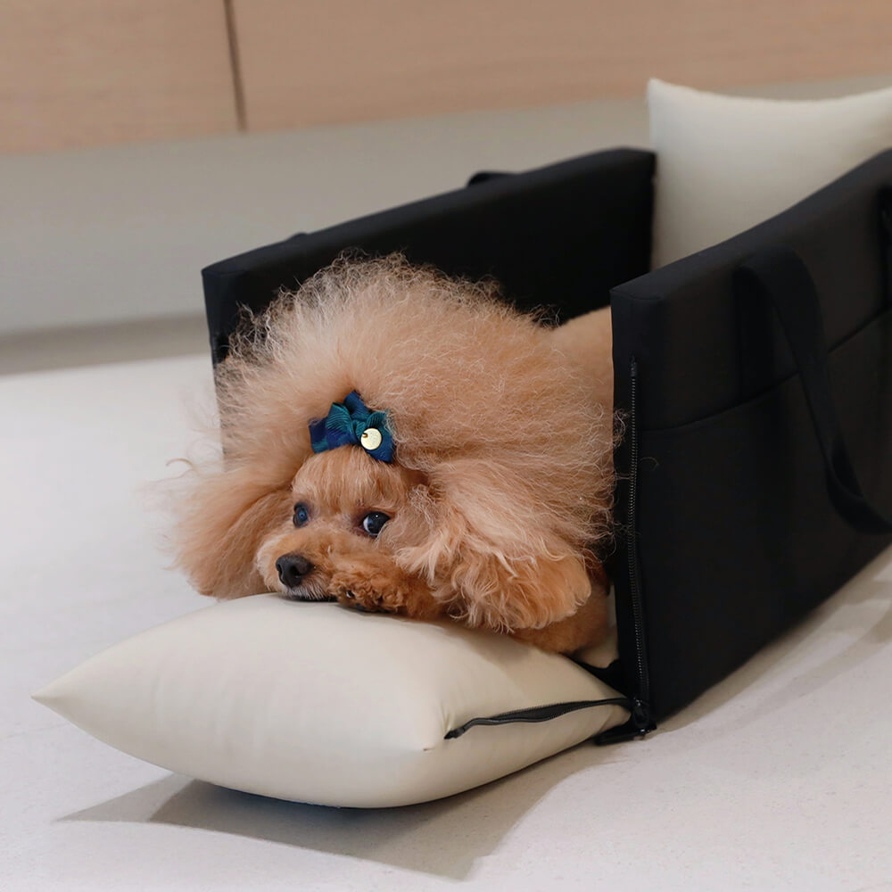 Transporteur de voyage pour animaux de compagnie portable et imperméable avec bloc de couleurs pour console de voiture