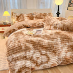 Parure de lit douce en fausse fourrure de lapin à bulles texturée et dégradée colorée