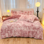 Parure de lit douce en fausse fourrure de lapin à bulles texturée et dégradée colorée