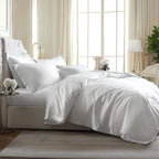 Parure de draps en satin de luxe confortable 100 % bambou avec housse de couette